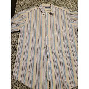 GRANT THOMAS Men's Short Sleeve Striped Button Down Shirt Size L